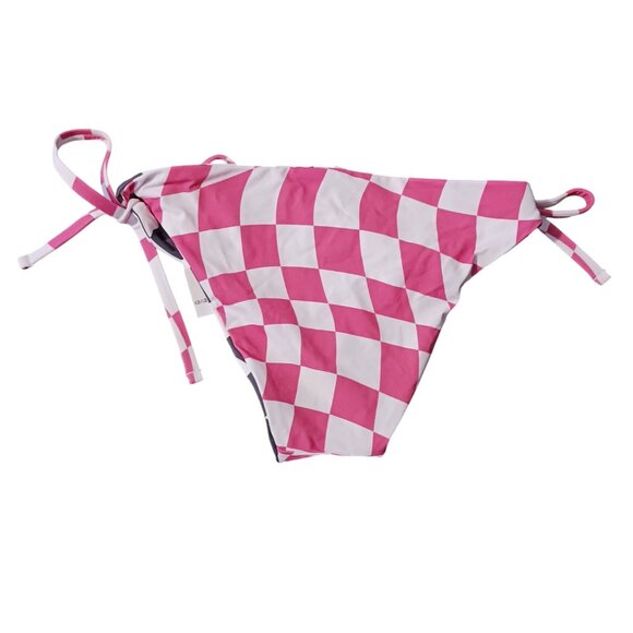 NEW Solid & Striped Iris Reversible Bikini Bottoms Checkered Wht/Blk/Pink S - Picture 5 of 10